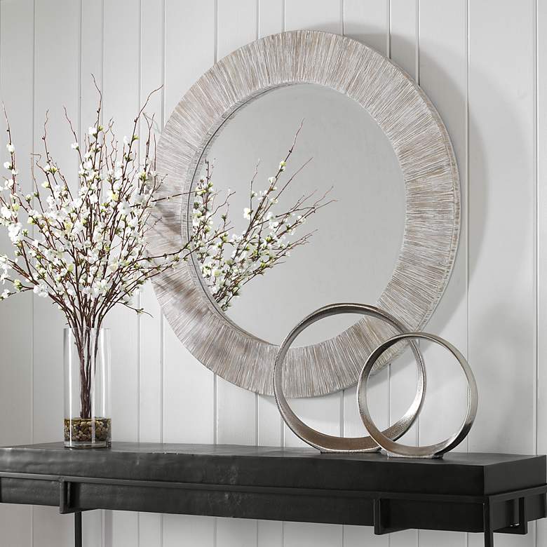 Image 4 Uttermost Repose Natural Bamboo 36" Round Wall Mirror more views