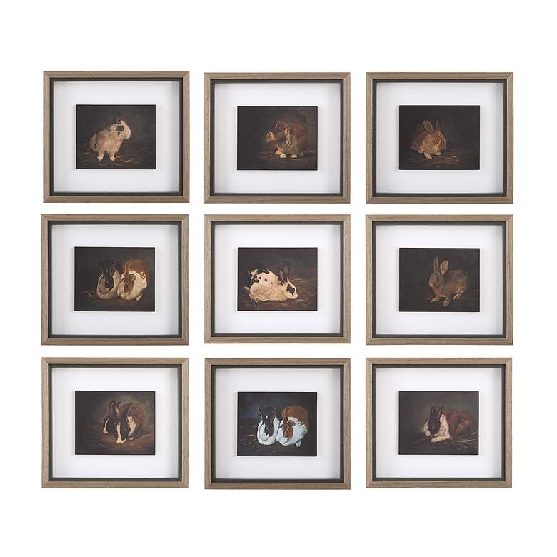Image 2 Uttermost Resting Bunny 9-Piece Framed Prints