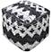 Uttermost Rewa Black and Ivory Recycled Leather Pouf Ottoman