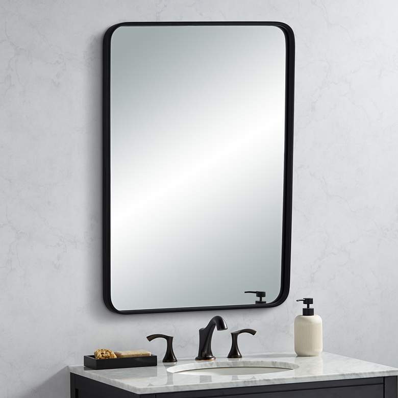 Image 1 Uttermost Rexi 24" x 38" Black Rectangular Wall Mirror
