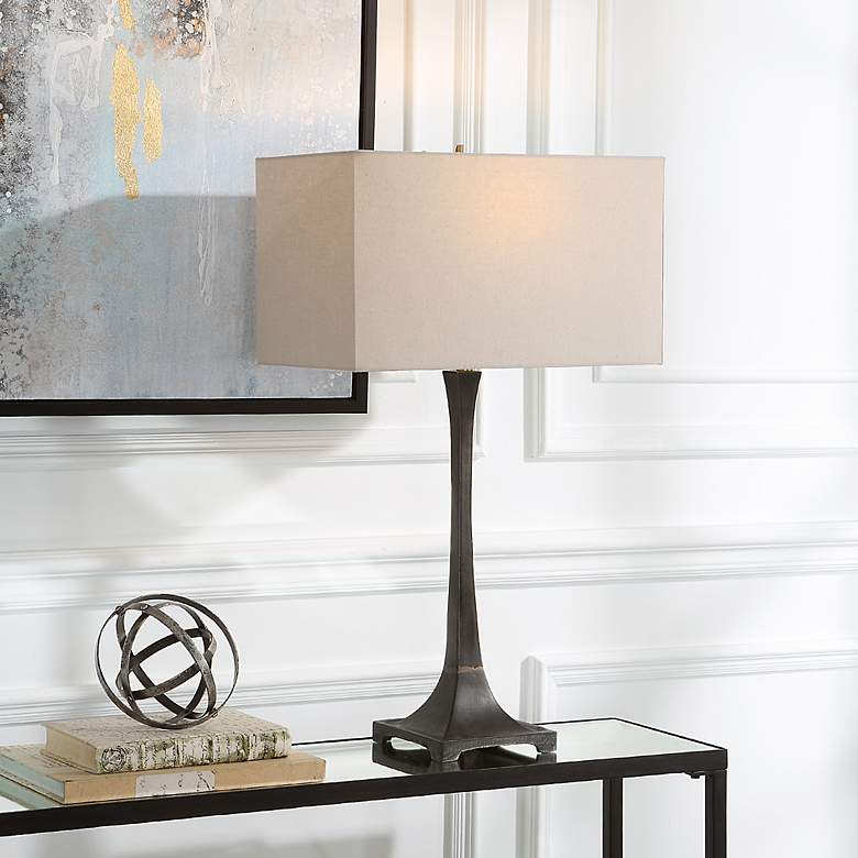 Image 1 Uttermost Reydan 29 1/2" High Rustic Modern Black Metal Table Lamp