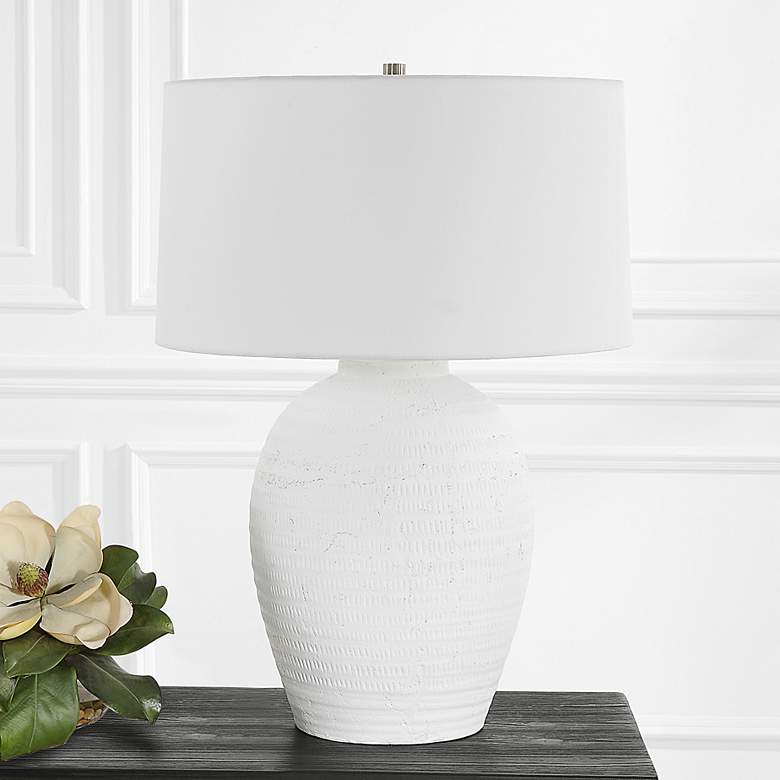 Image 1 Uttermost Reyna 28 1/2 inch High White Ceramic Table Lamp