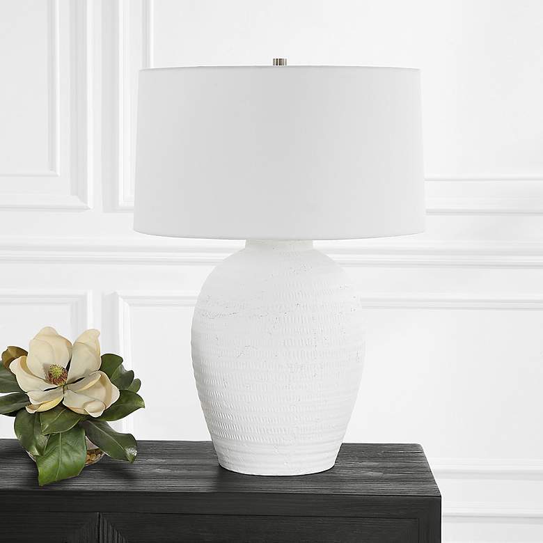 Image 3 Uttermost Reyna 29" High Chalk White Ceramic Table Lamp more views
