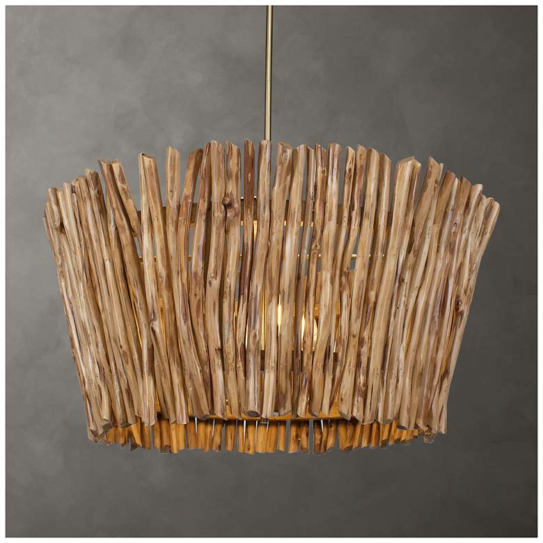 Image 1 Uttermost Rhea 29 1/2" Wide 4 Lt Natural Wood Chandelier