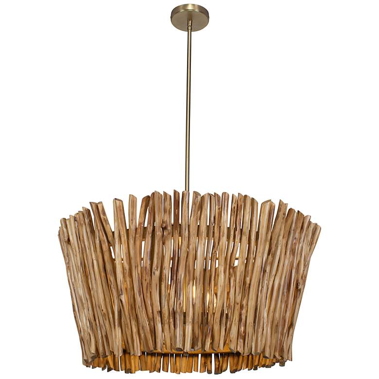 Image 4 Uttermost Rhea 29 1/2" Wide 4 Lt Natural Wood Chandelier more views