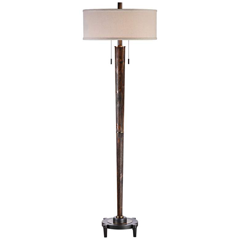 Image 2 Uttermost Rhett 64" Burnished Oak 2-Light Hardwood Floor Lamp