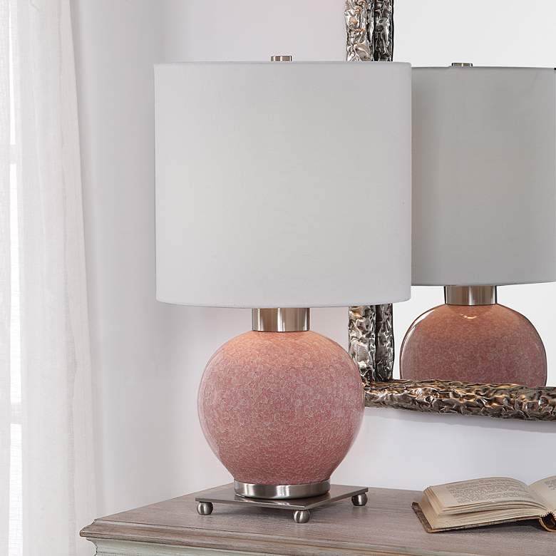 Image 1 Uttermost Rhoda Pink Glaze Ceramic Buffet Accent Table Lamp