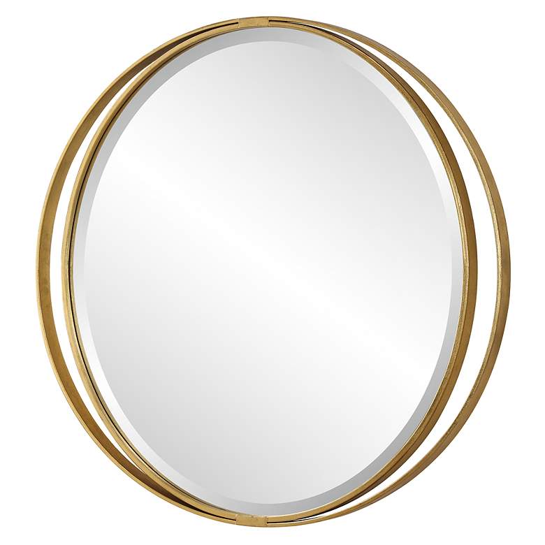 Image 5 Uttermost Rhodes Metallic Gold Leaf 36" Round Wall Mirror more views