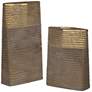 Uttermost Riaan Earth Tone and Gold Leaf Vases Set of 2