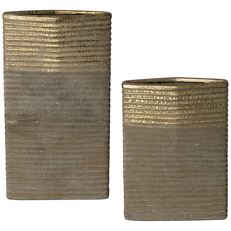 Image 5 Uttermost Riaan Earth Tone and Gold Leaf Vases Set of 2 more views
