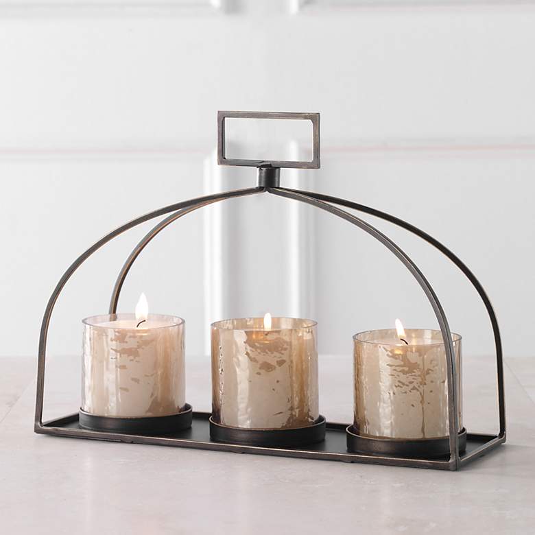 Image 1 Uttermost Riad Dark Triple Pillar Candle Holder