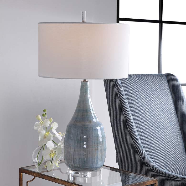 Image 1 Uttermost Rialta Aqua and Teal Ceramic Table Lamp