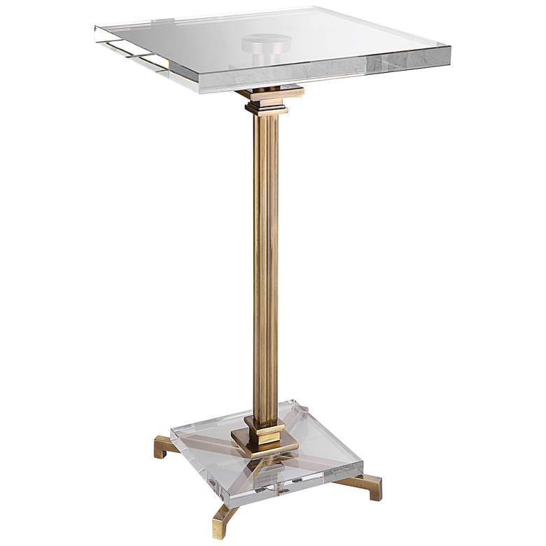 Uttermost Richelieu 12 3/4&quot; Wide Brushed Brass and Crystal Drink Table