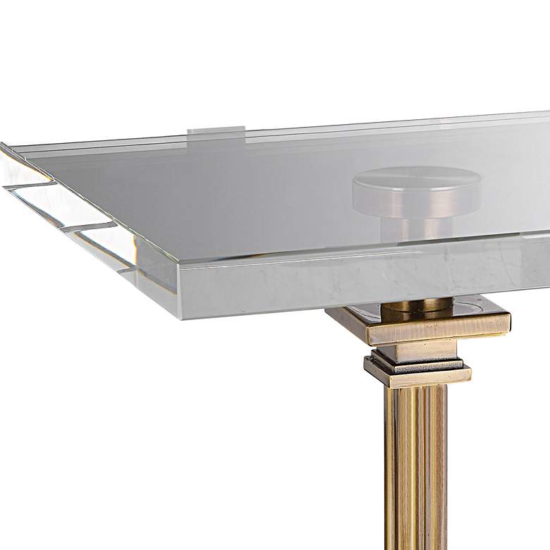 Image 2 Uttermost Richelieu 12 3/4 inch Wide Brushed Brass and Crystal Drink Table more views