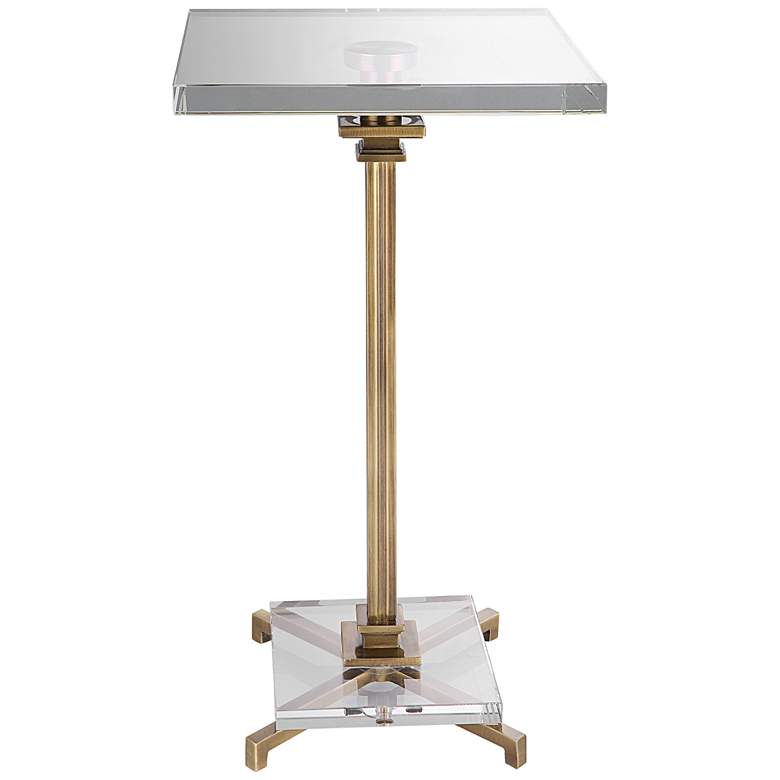 Image 4 Uttermost Richelieu 12 3/4" Wide Brushed Brass and Crystal Drink Table more views