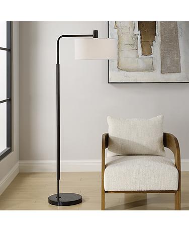 Uttermost Richie 66" High Black Steel Floor Lamp