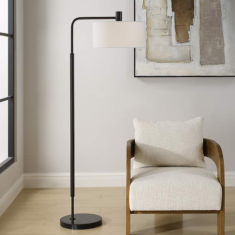 Image 1 Uttermost Richie 66" High Black Steel Floor Lamp