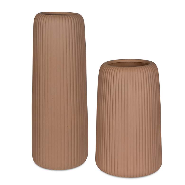 Image 2 Uttermost Ridge Light Brown Earthenware 2-Piece Vase Set