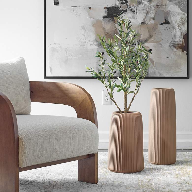 Image 1 Uttermost Ridge Light Brown Earthenware 2-Piece Vase Set