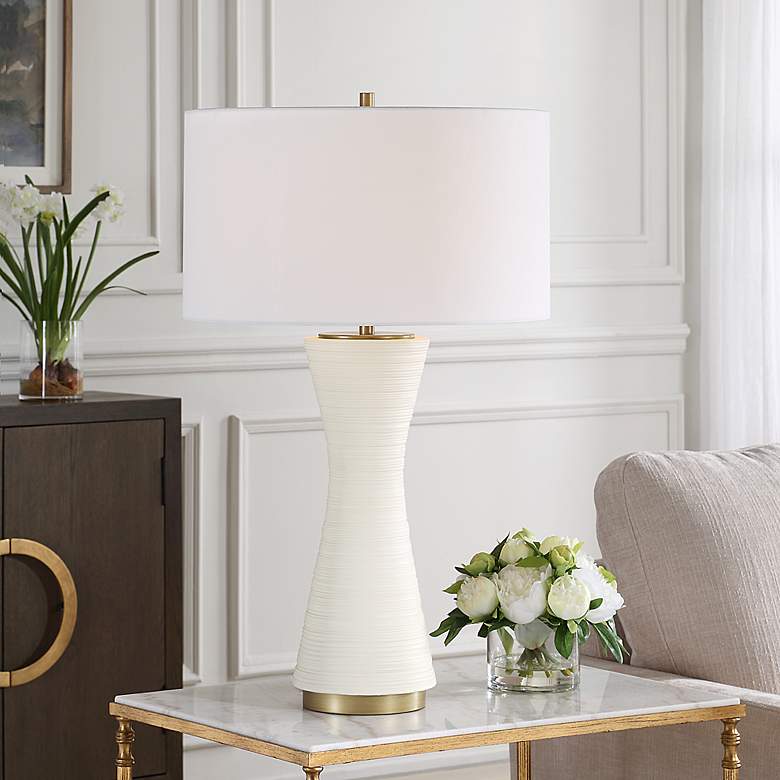 Image 1 Uttermost Ridgeline 29 3/4" High Matte White Ceramic Table Lamp