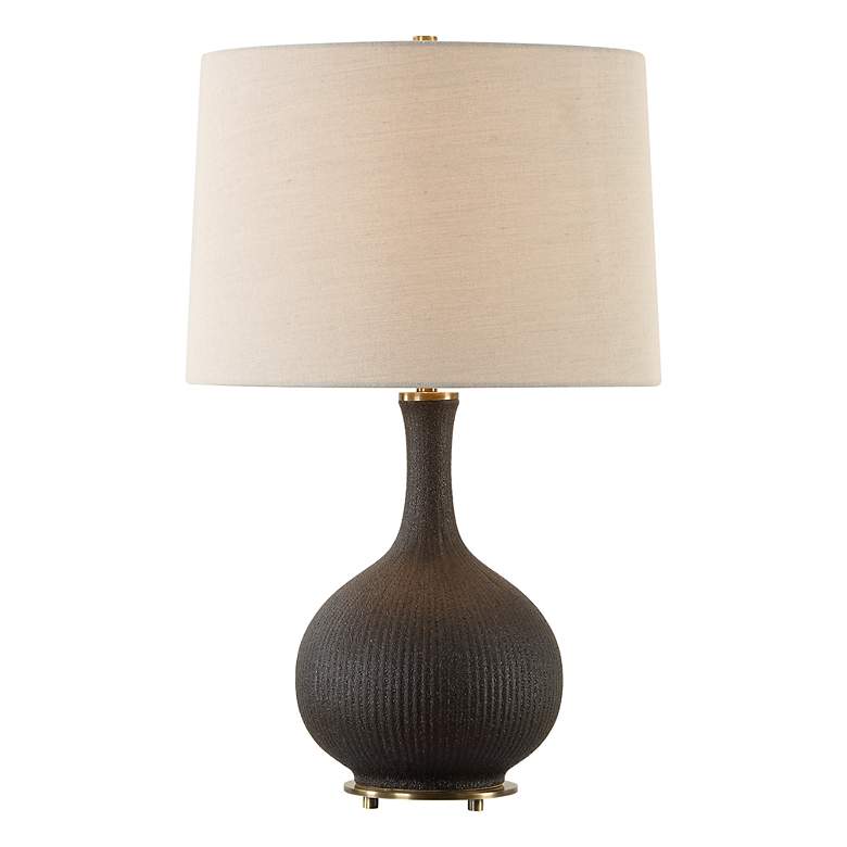 Image 2 Uttermost Rimini Matte Black Ribbed Ceramic Table Lamp