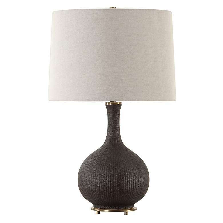 Image 4 Uttermost Rimini Matte Black Ribbed Ceramic Table Lamp more views