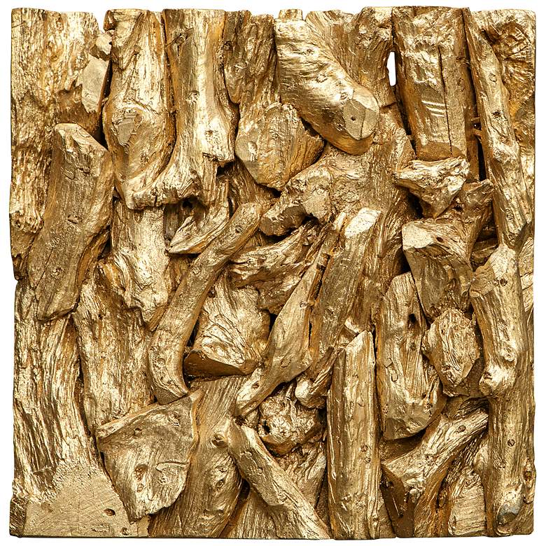 Image 1 Uttermost Rio Gold Leaf 23 1/2 inch Square Wood Wall Decor