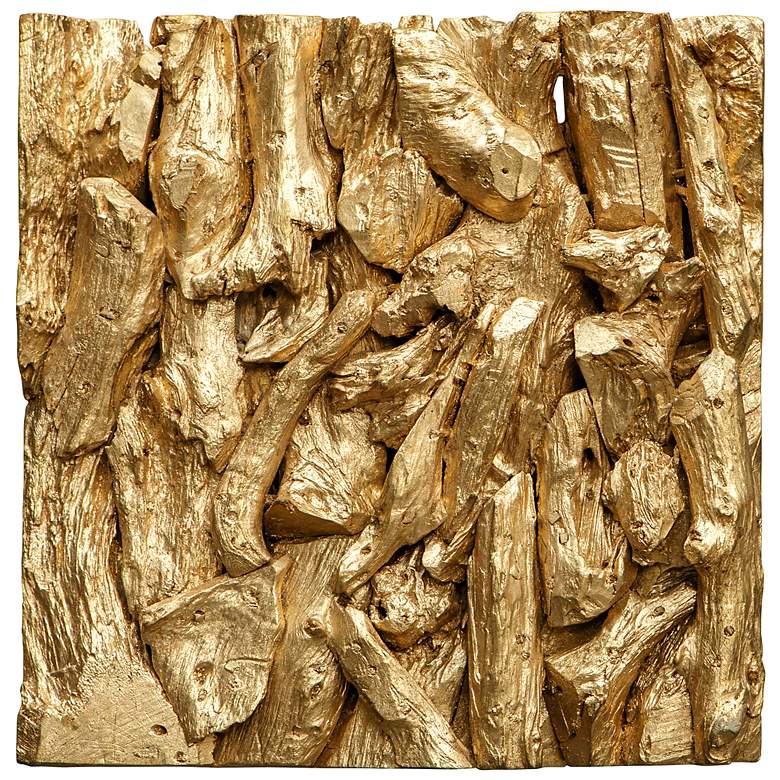 Image 3 Uttermost Rio Gold Leaf 23 1/2" Square Wood Wall Decor