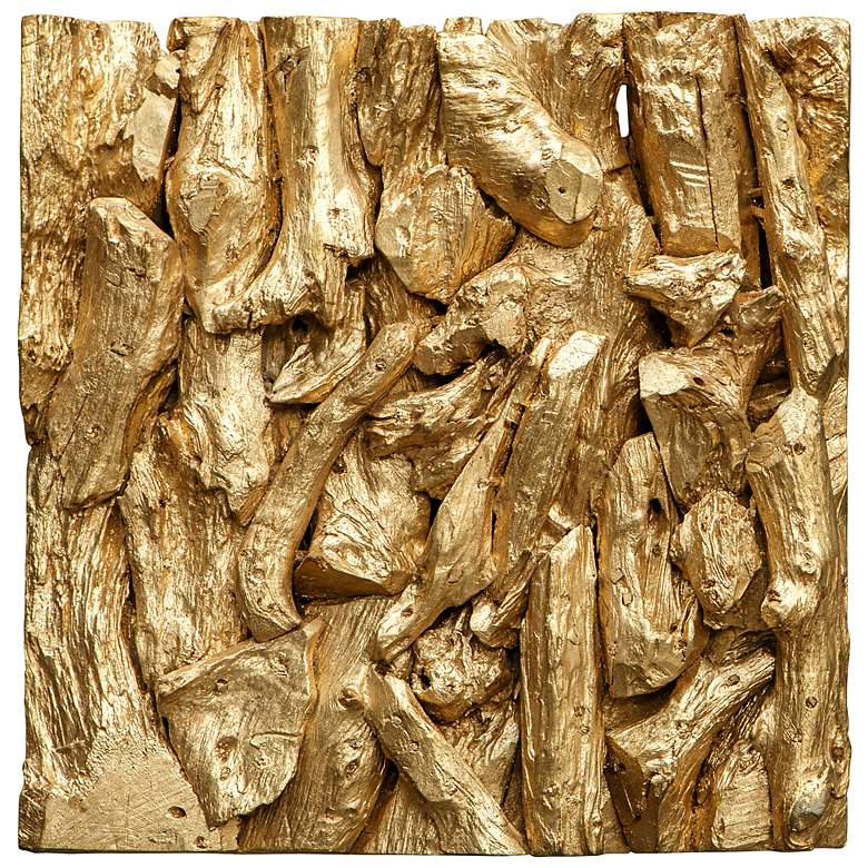 Image 1 Uttermost Rio Gold Leaf 23 1/2 inch Square Wood Wall Decor