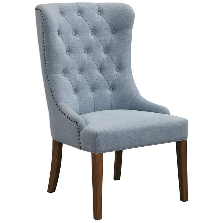 Image 2 Uttermost Rioni 28 1/2" Wide Blue Gray Fabric Tufted Wing Chair