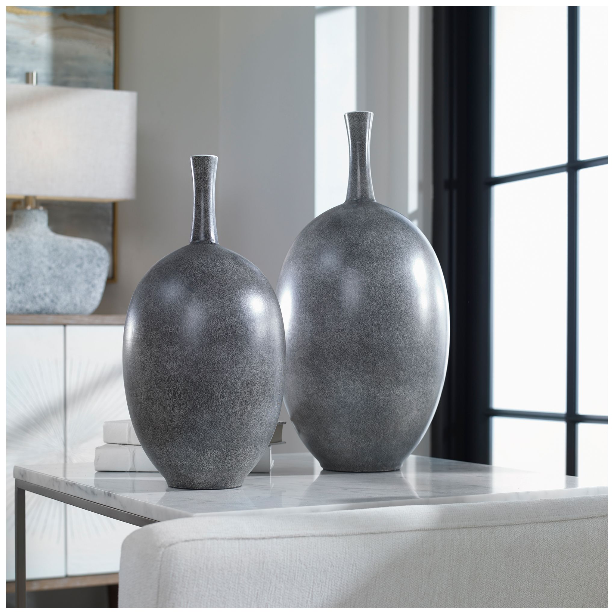 Image 5 Uttermost Riordan Black and White Ceramic Vases Set of 2 more views