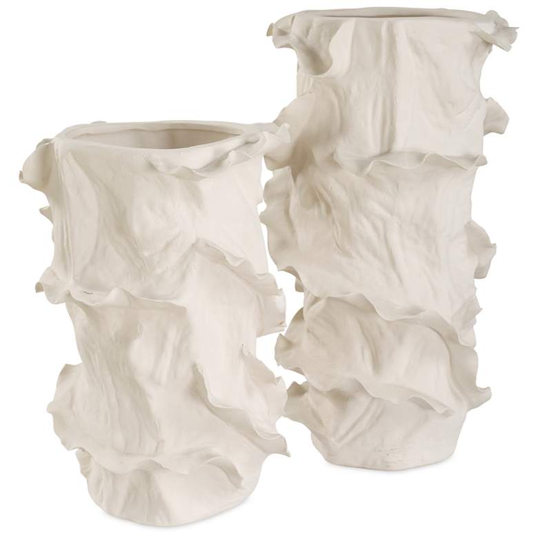 Image 2 Uttermost Ripple Crest 2-Piece Crisp White Vase Set