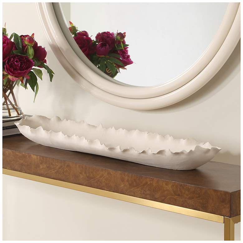 Image 3 Uttermost Ripple Crest 32" Long Matte White Ceramic Bowl more views