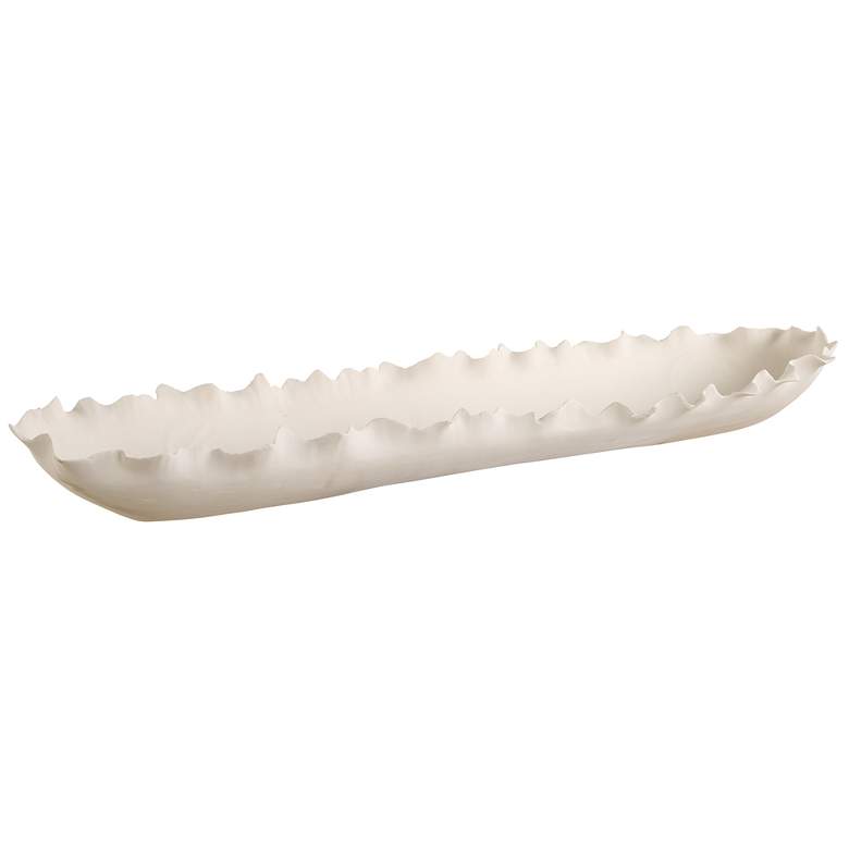 Image 4 Uttermost Ripple Crest 32" Long Matte White Ceramic Bowl more views