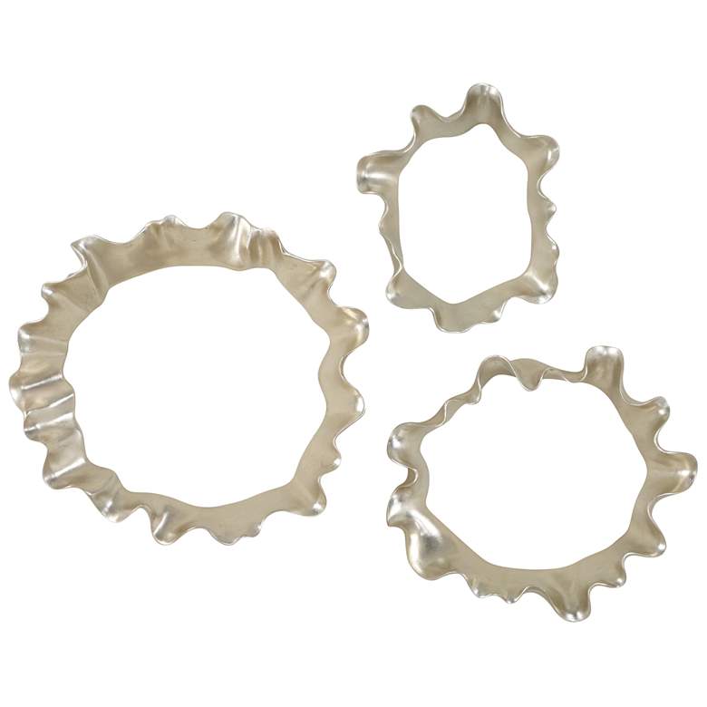 Image 1 Uttermost Ripple Effect Warm Silver 3-Piece Wall Decor
