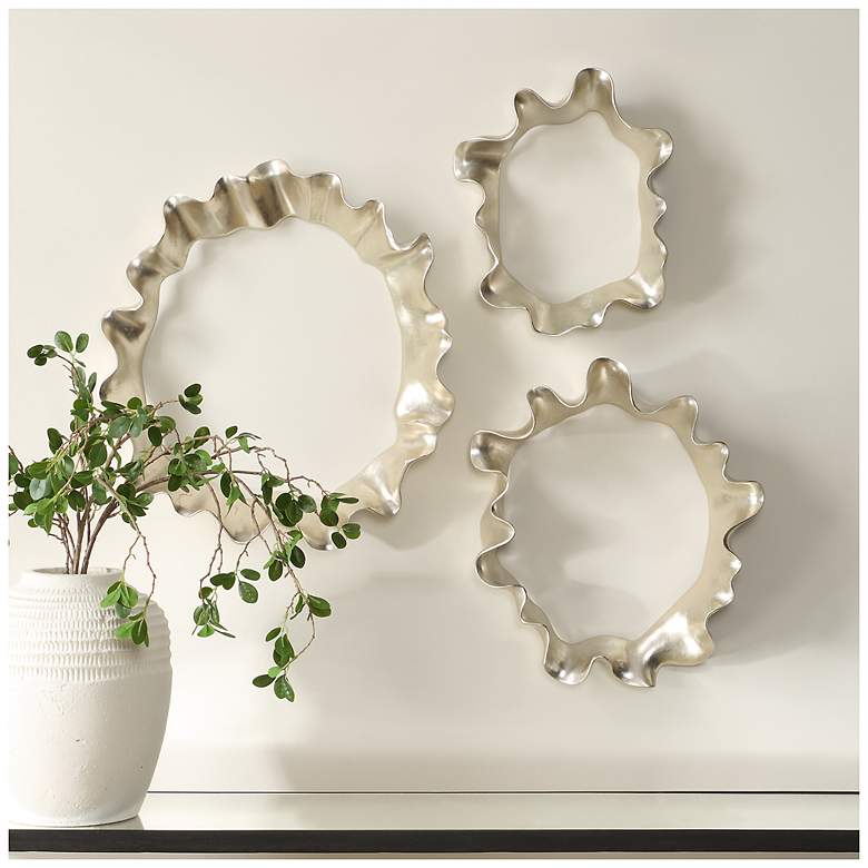 Image 1 Uttermost Ripple Effect Warm Silver 3-Piece Wall Decor