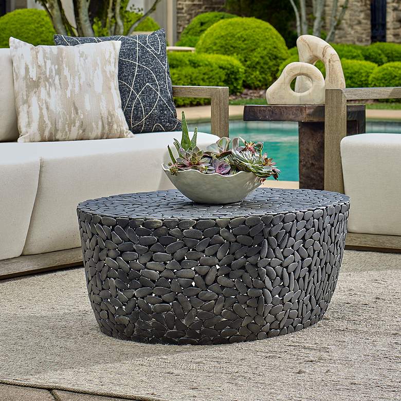Image 1 Uttermost Rivington 40" W Black Aluminum Outdoor Coffee Table