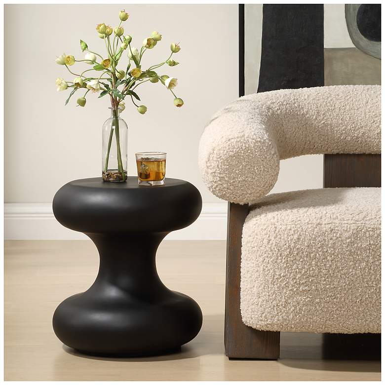 Image 1 Uttermost Robles 18" H x 16" W Matte Black Indoor-Outdoor Accent Table