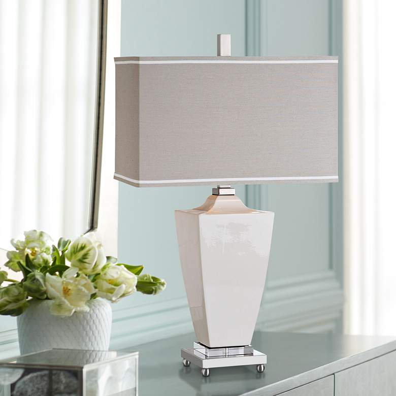 Image 1 Uttermost Rochelle Glossy White Ceramic Table Lamp