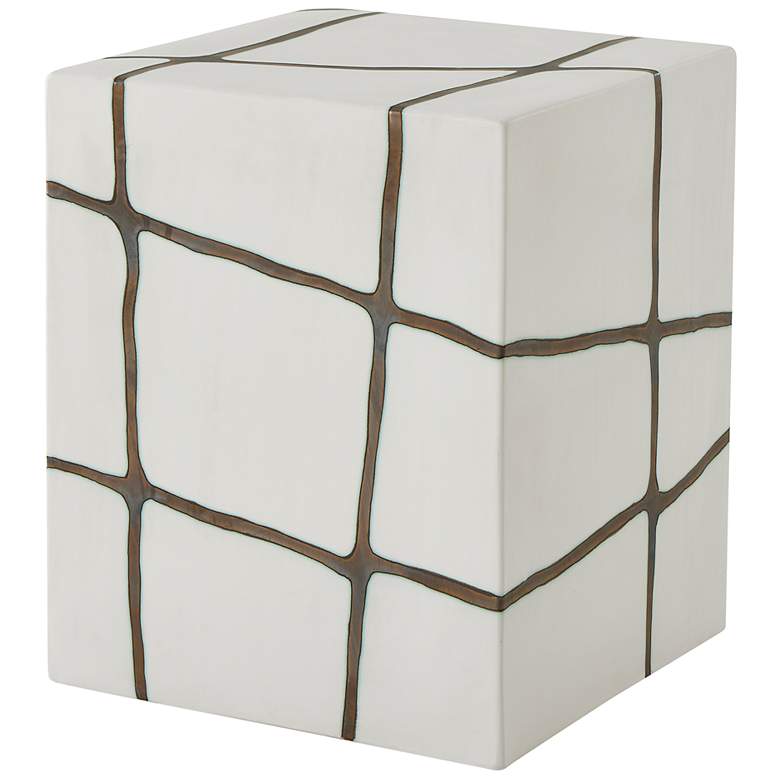 Image 3 Uttermost Rocklyn 16 1/4" H Outdoor White Garden Stool with Bronze Inlay more views