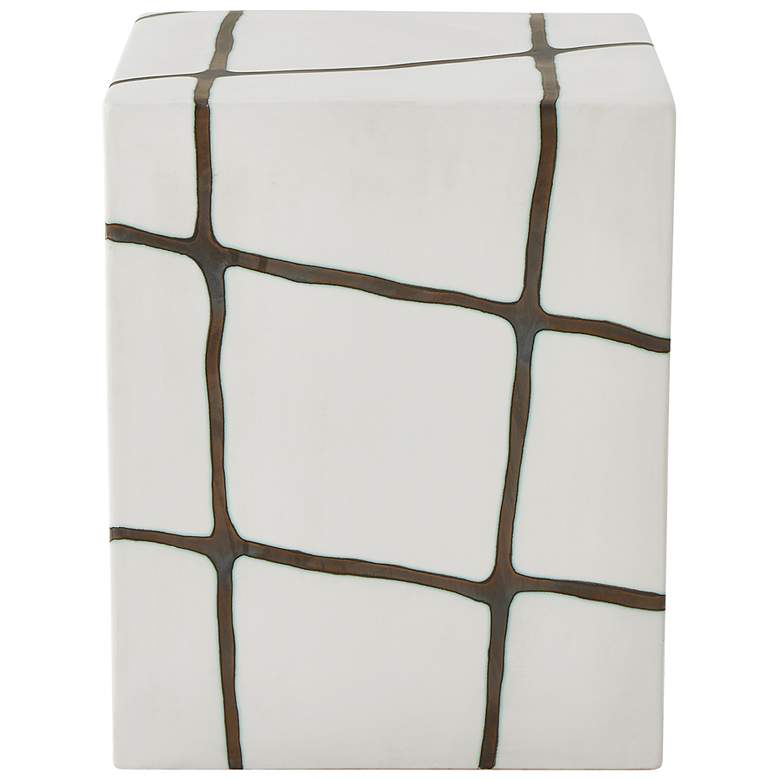 Image 4 Uttermost Rocklyn 16 1/4" H Outdoor White Garden Stool with Bronze Inlay more views