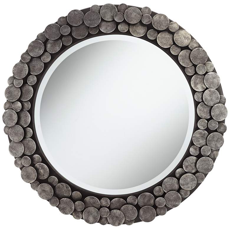 Image 2 Uttermost Rolin 32 3/4 inch Round Staggered Nail Head Mirror