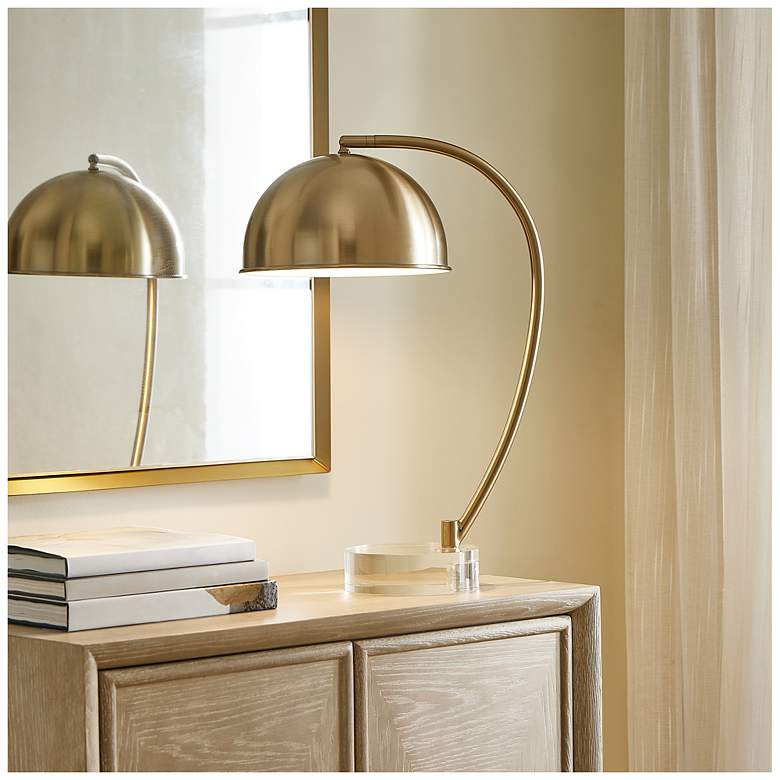 Image 2 Uttermost Romani 22" High Antique Brass Plated Desk Lamp with Crystal Base more views