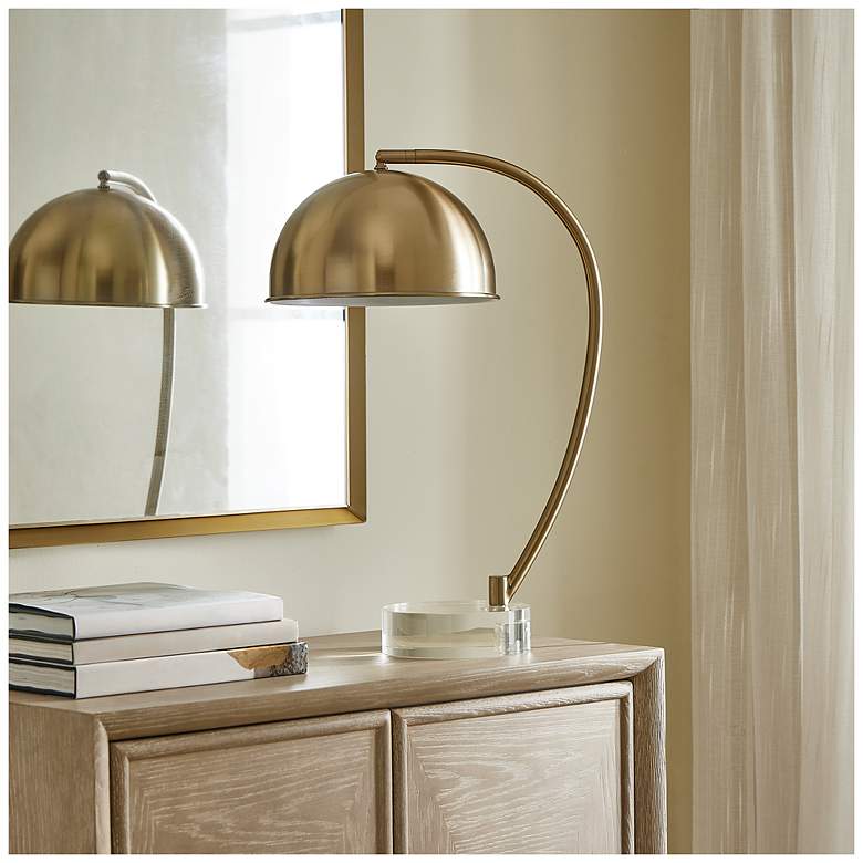 Image 3 Uttermost Romani 22" High Antique Brass Plated Desk Lamp with Crystal Base more views