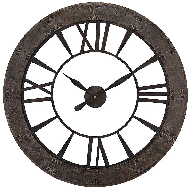 Image 1 Uttermost Ronan Dark Bronze 40" Round Wall Clock