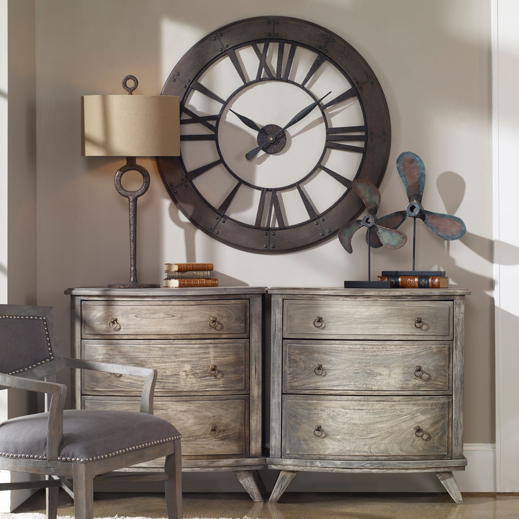 Image 4 Uttermost Ronan Dark Bronze 40" Round Wall Clock more views