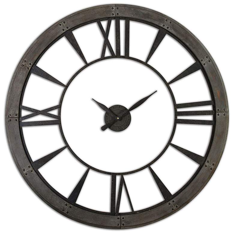 Image 2 Uttermost Ronan Rustic Bronze 60" Round Wall Clock