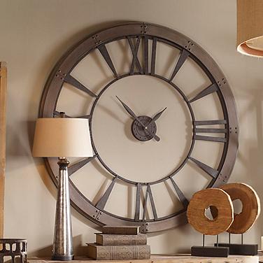 Uttermost Ronan Rustic Bronze 60" Round Wall Clock