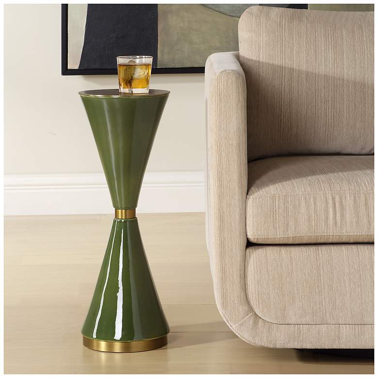 Image 1 Uttermost Ronde 24" H x 8 1/2" W Green and Brass Drink Table