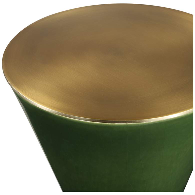 Image 3 Uttermost Ronde 24" H x 8 1/2" W Green and Brass Drink Table more views
